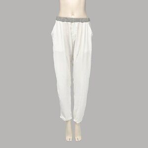 10 DAYS Soft White Flowy Silky Semi-Sheer Sarouel Summer Pants 295$ NWT s0 XS S